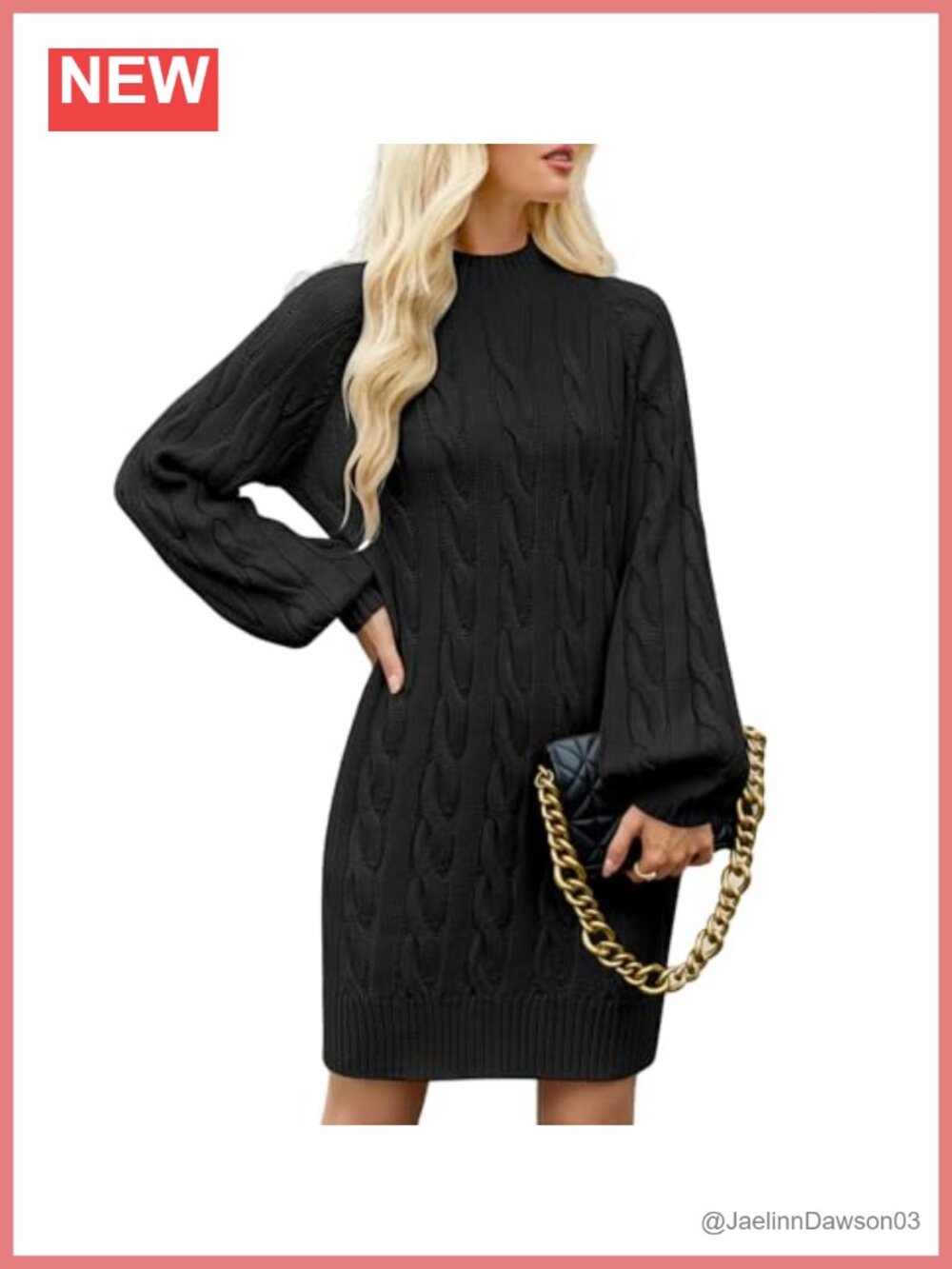 Women Cable Knit Sweater Dress Long Sleeve Crewneck Mini Pullover Dress